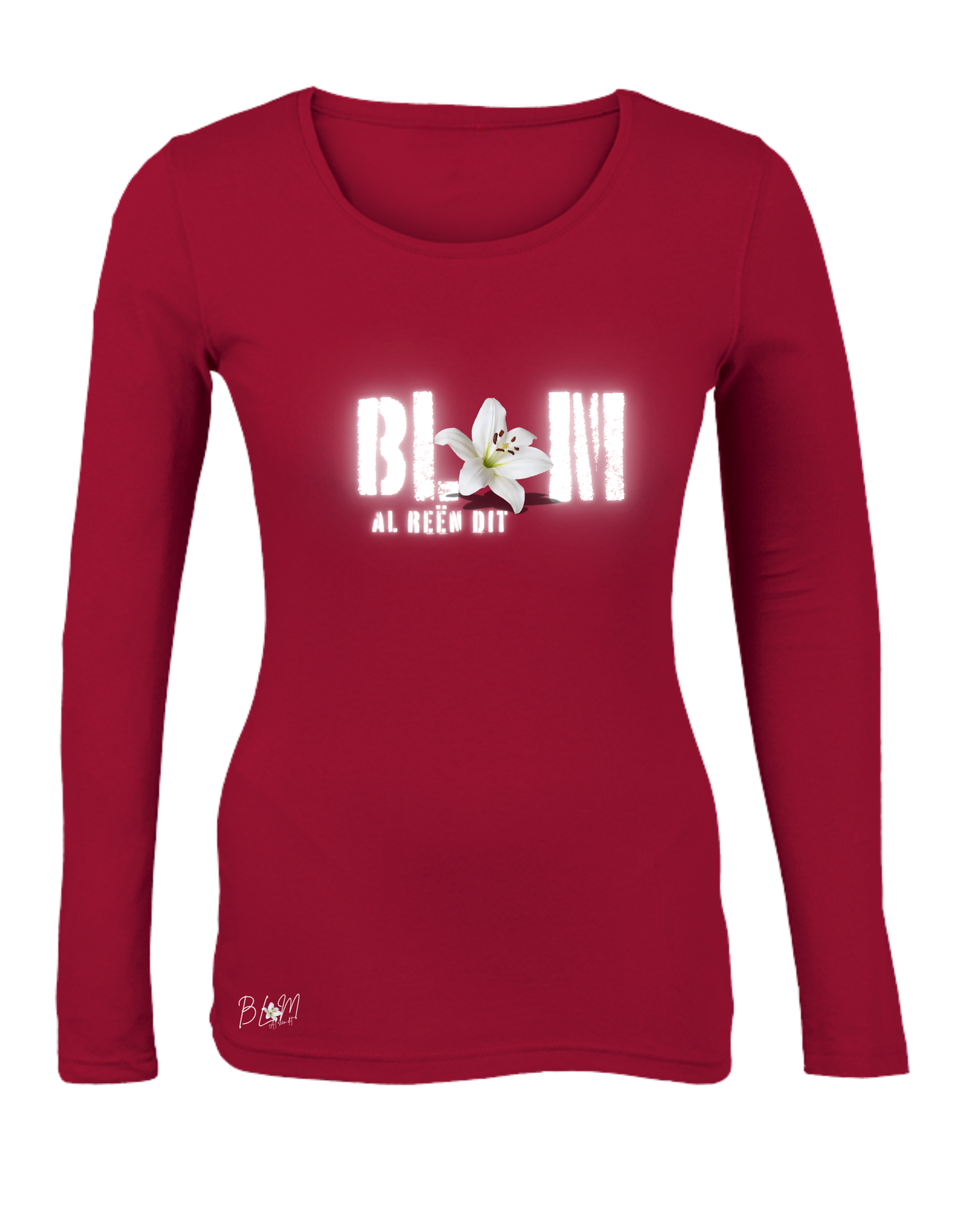 Blom Lelie Longsleeve T-Hempde vir Dames (b)