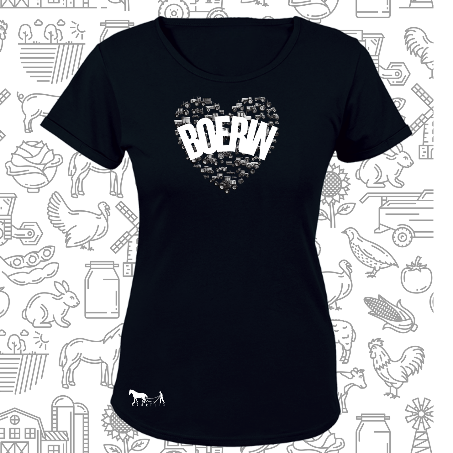 Boerin Hart T-Hemp vir Dames