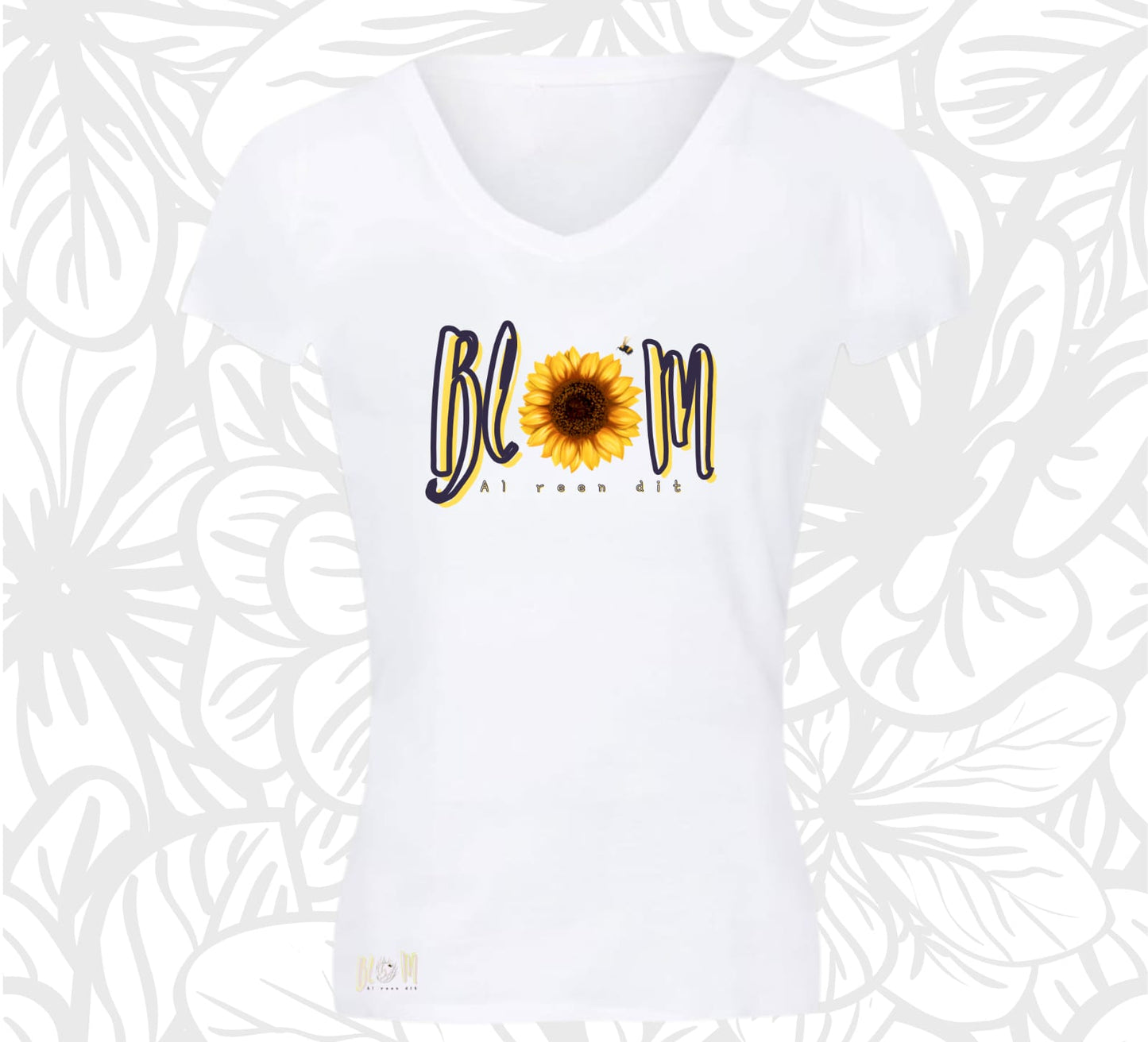 Blom Sonneblom T-Hemp vir Dames