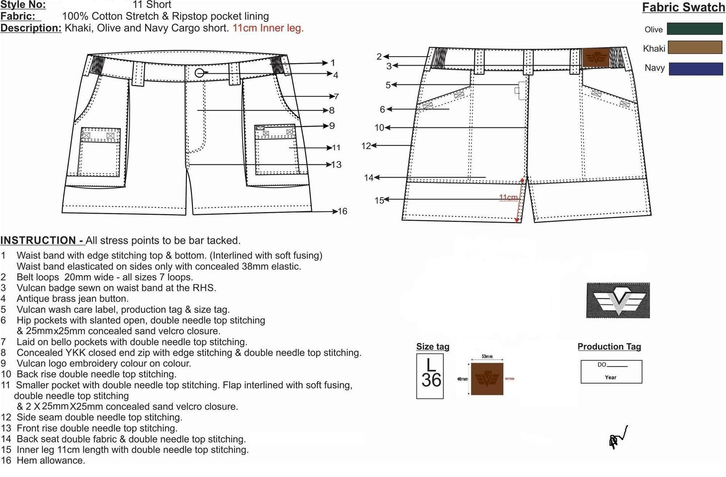 Vlakvark Kort Broek 11cm vir Mans