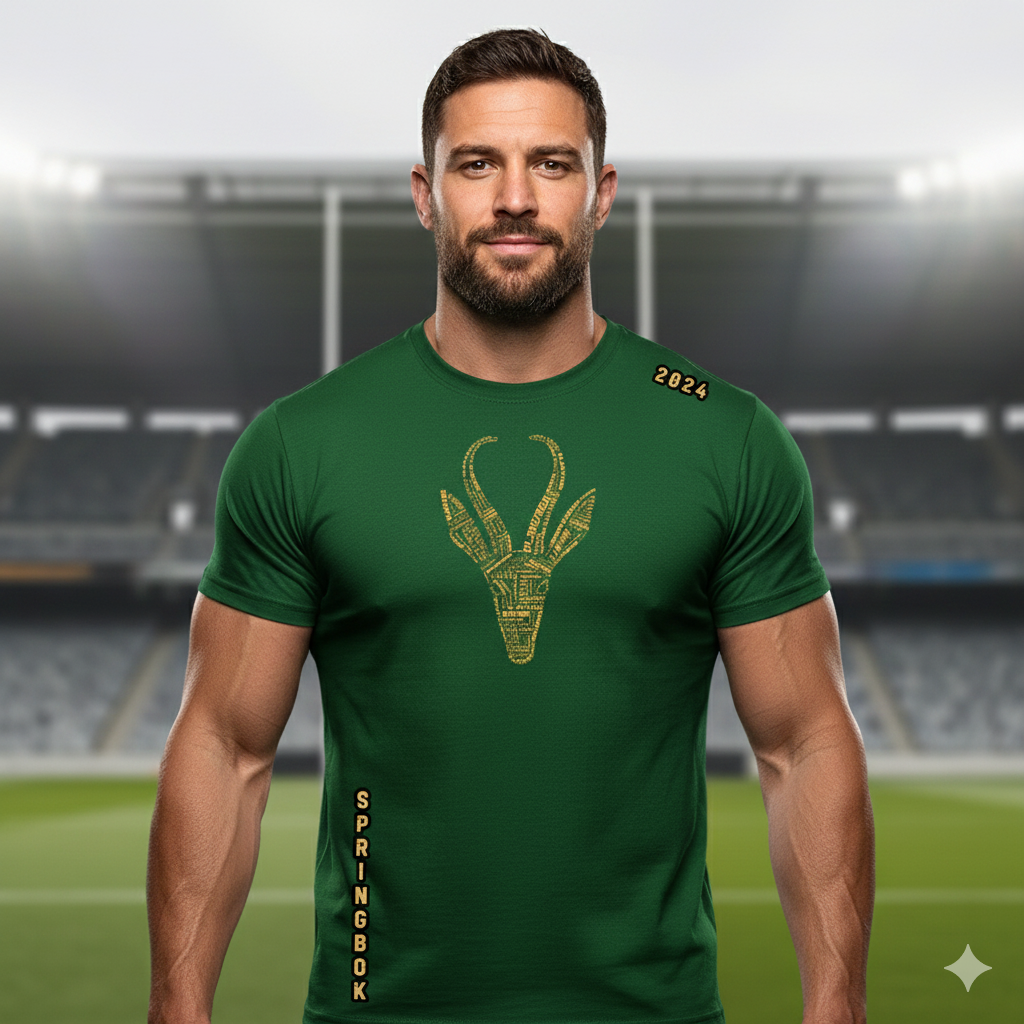 Vlakvark Springbok Rugby T-Hemp Vir Mans
