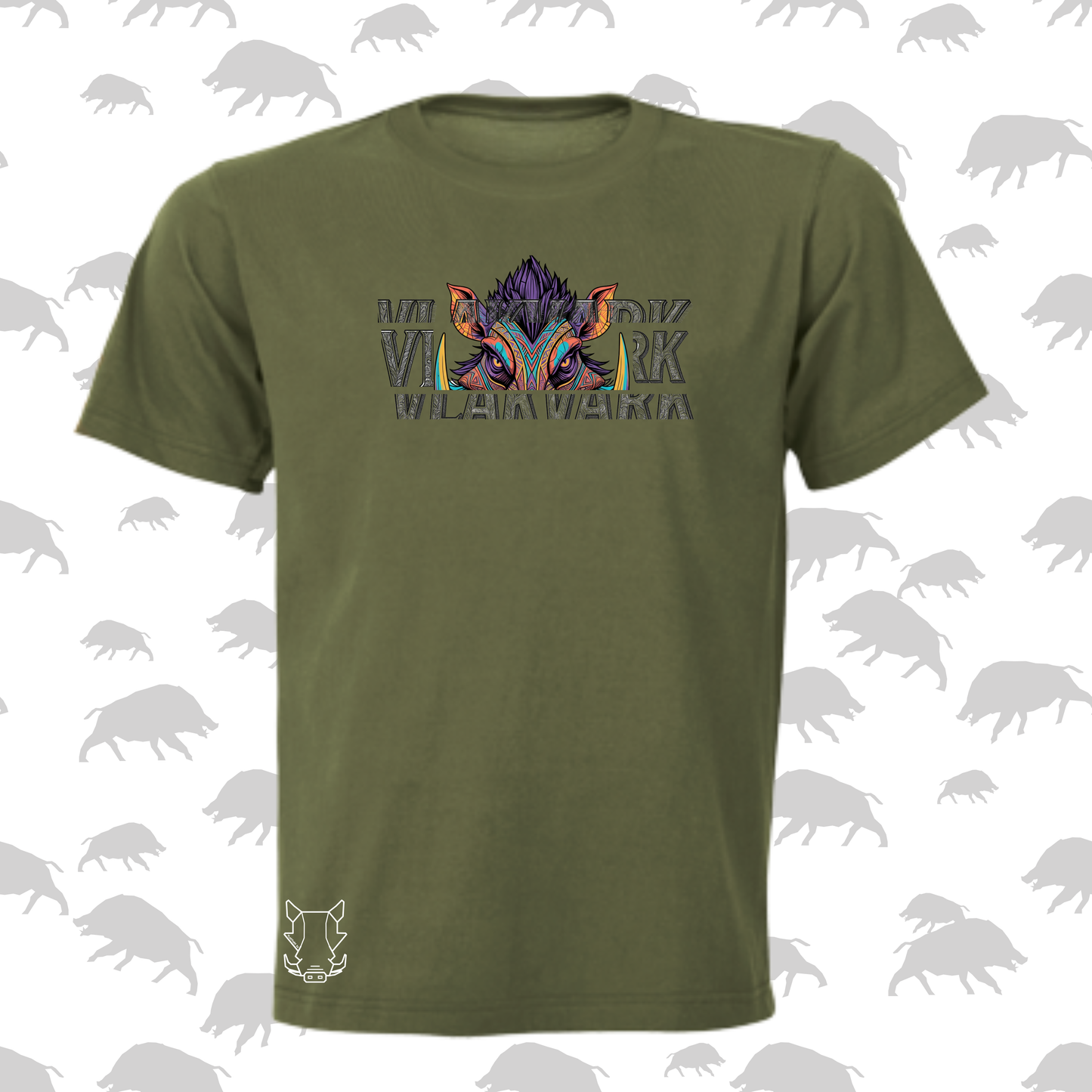 Vlakvark Tribal Teeth T-Hemp vir Mans (b)