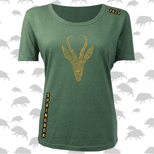 Vlakvark Springbok Rugby T-Hemp Vir Dames