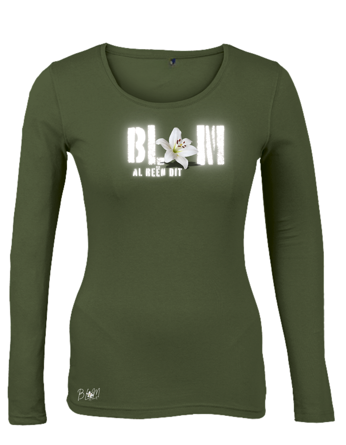 Blom Lelie Longsleeve T-Hempde vir Dames (b)