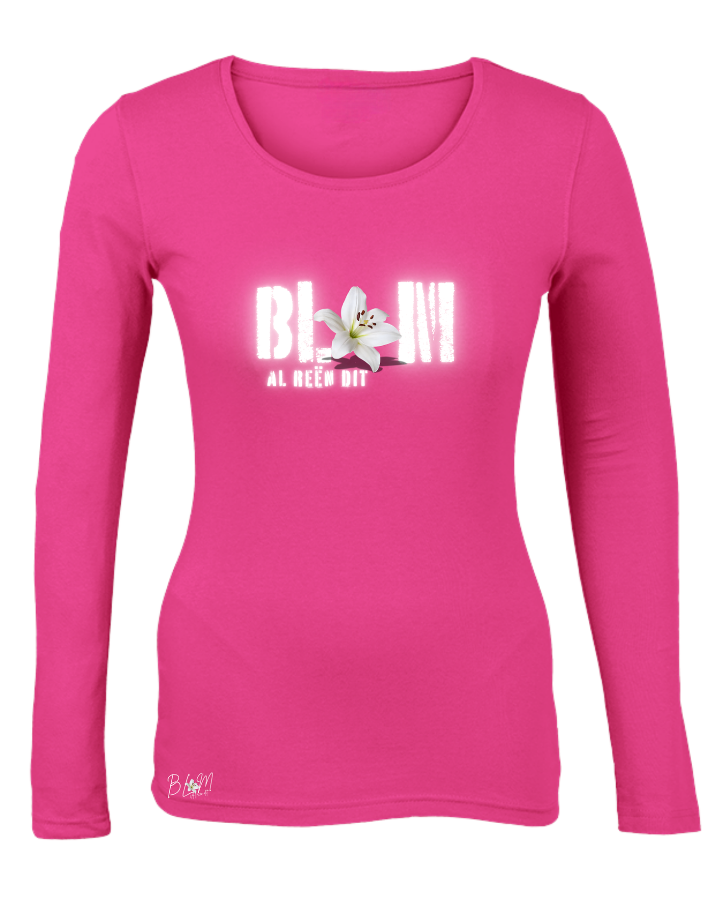 Blom Lelie Longsleeve T-Hempde vir Dames (b)