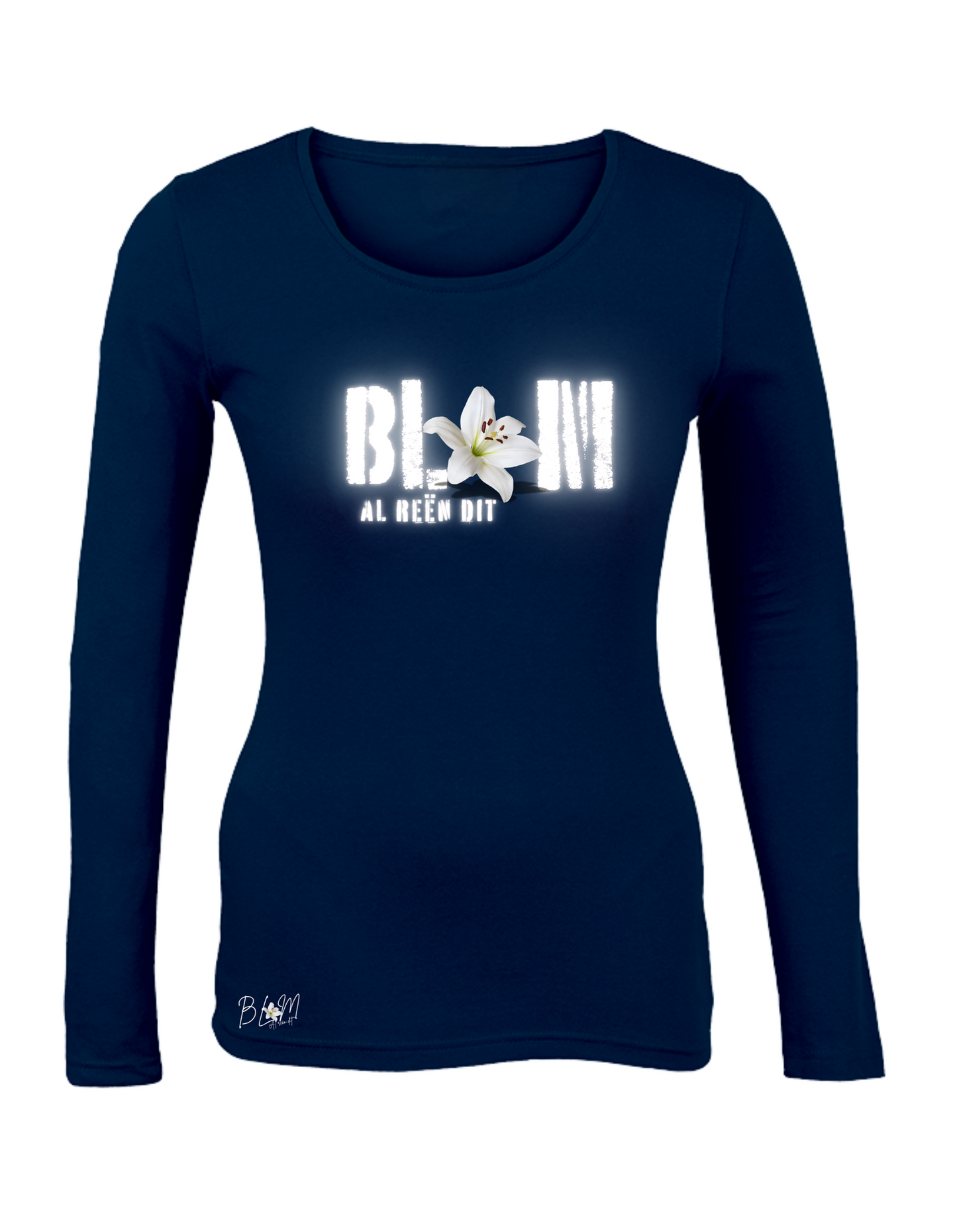 Blom Lelie Longsleeve T-Hempde vir Dames (b)