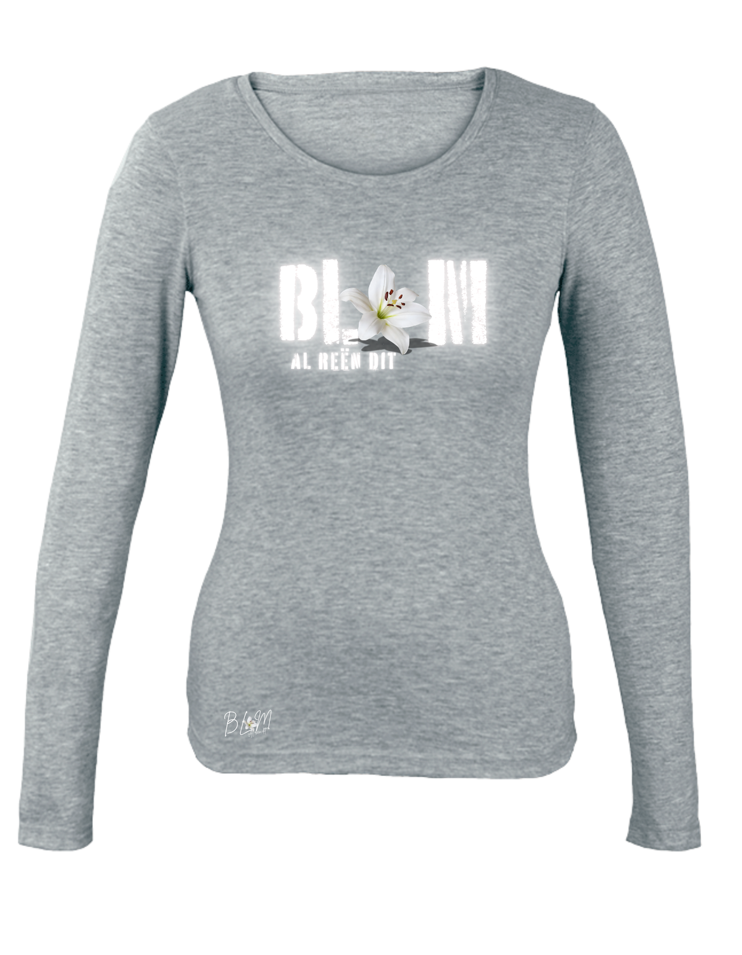 Blom Lelie Longsleeve T-Hempde vir Dames (b)