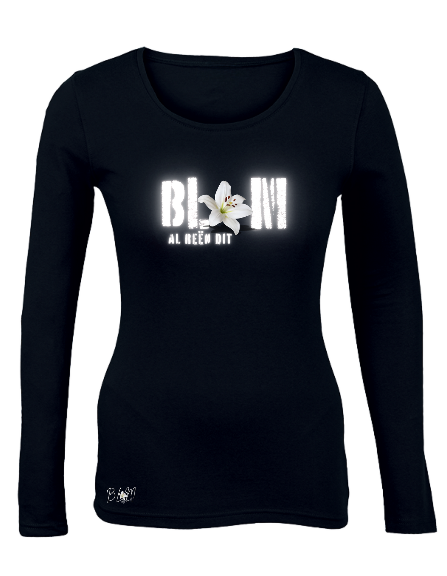 Blom Lelie Longsleeve T-Hempde vir Dames (b)