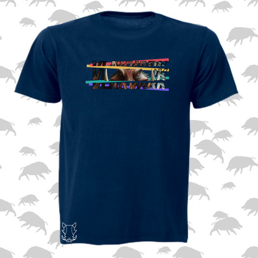 Vlakvark Tribal Stripes T-Hemp vir Mans (b)