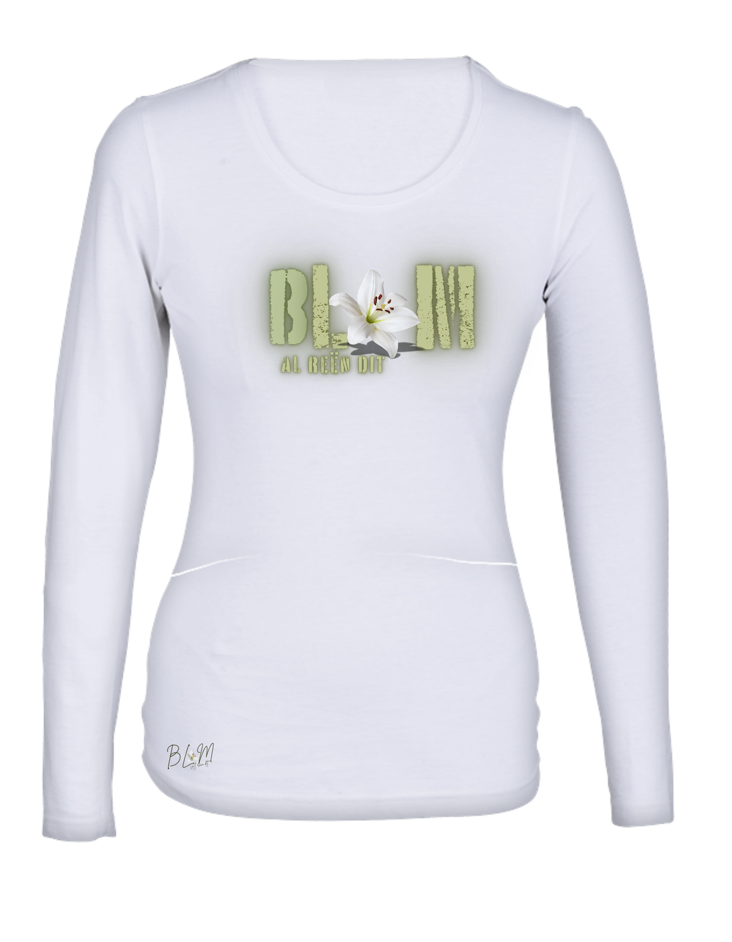 Blom Lelie Longsleeve T-Hempde vir Dames (b)