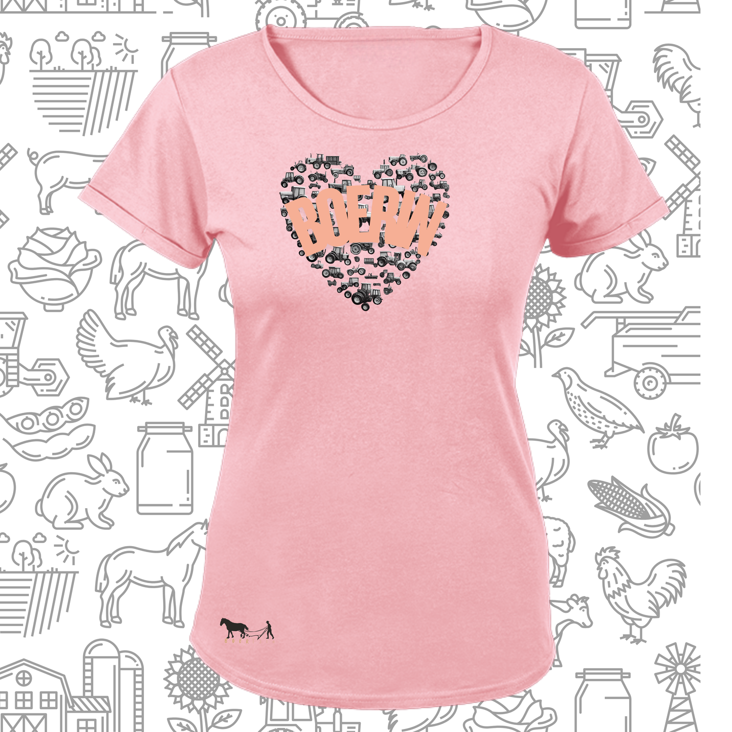 Boerin Hart T-Hemp vir Dames